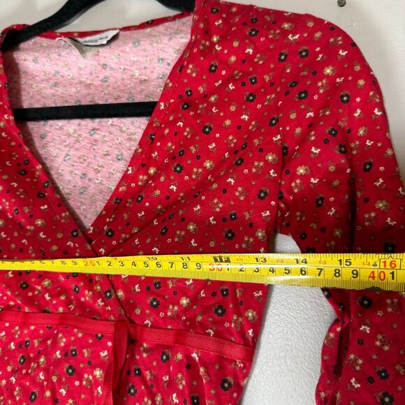 Vintage 90s Express Floral Women’s V Neck Flare Sleeve Blouse - Picture 5 of 6